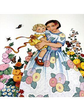 Mary Engelbreit Signed Limited Edition Fine Art Print Mother & Child In Garden
